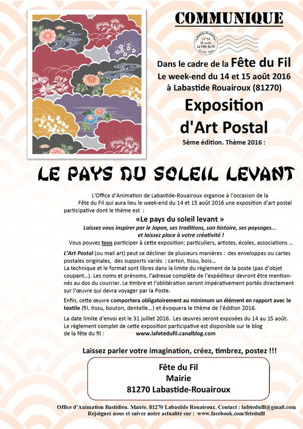 appel-art-postal-labastide-rouairoux-festival-tarn-musée-textile-japon-kimono-bonzai-kawai-artiste-textile-loisirs-créatifs-puces-couturières